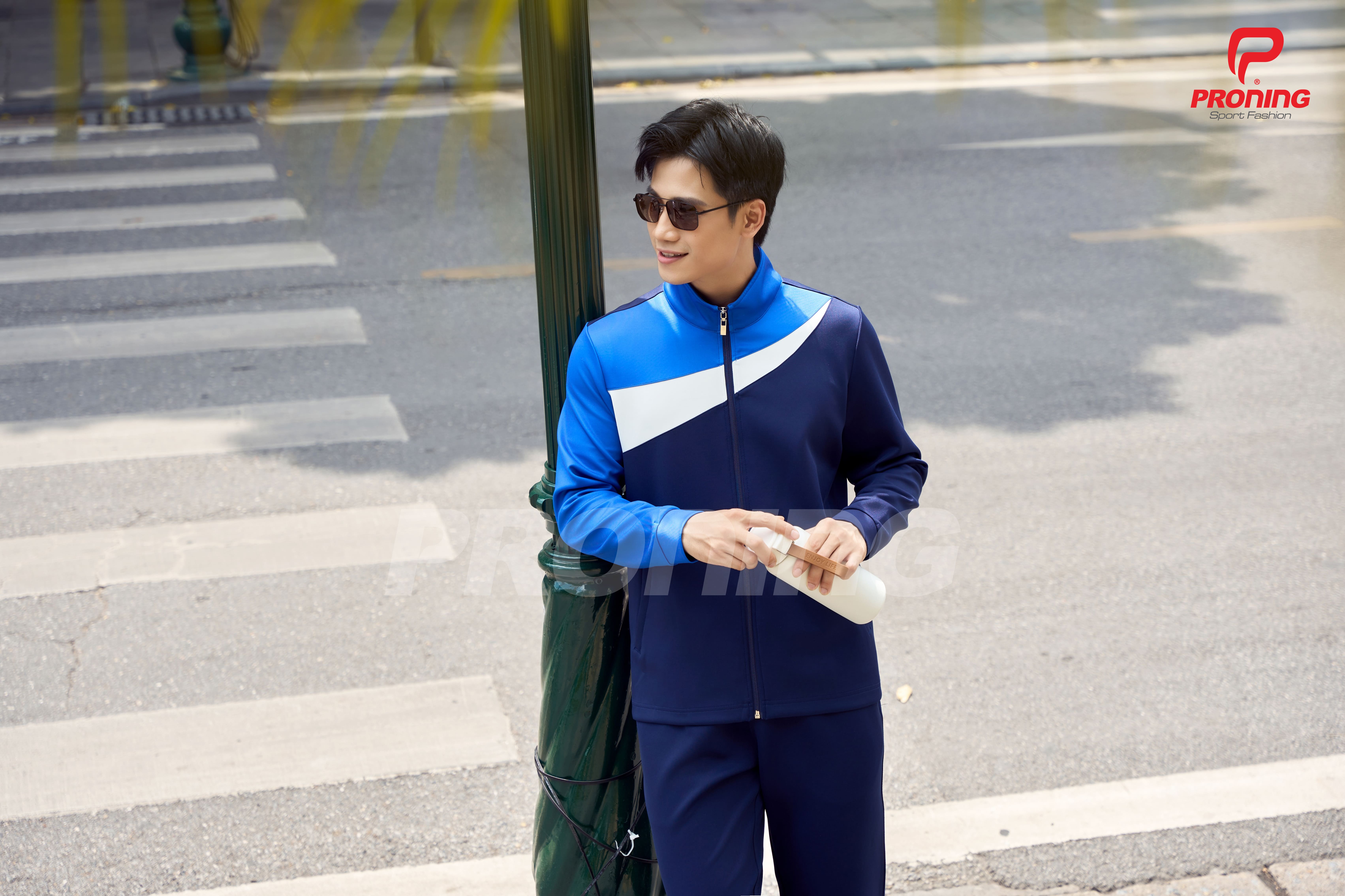 Bộ nỉ thể thao nam MDB-255 navy phối xanh bích